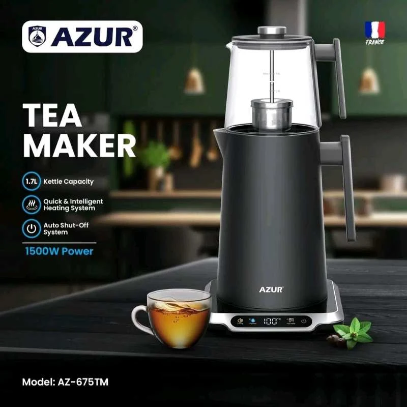 چای ساز آزور مدل AZ675 ظرفیت ۲ لیتر با کتری استیل
